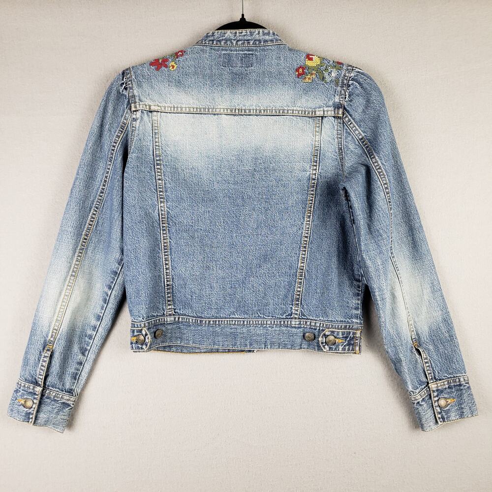 Polo Ralph Lauren‎ Size M Needlepoint Embroidered Denim Trucker Jacket Scandi - Picture 8 of 11